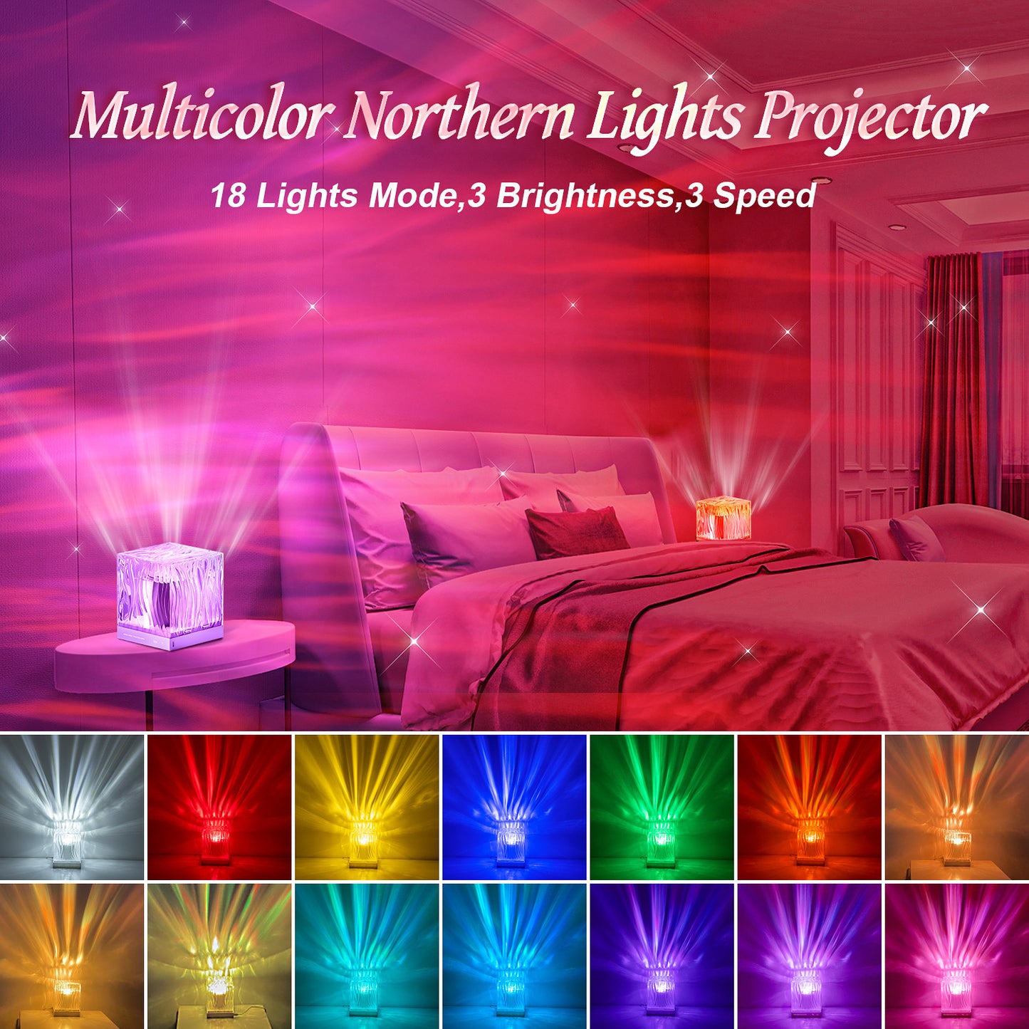 Northern Lights Water Ripple Projection Lamp Ambience Light Gift Bedroom Bedside Lamp Living Room Atmosphere